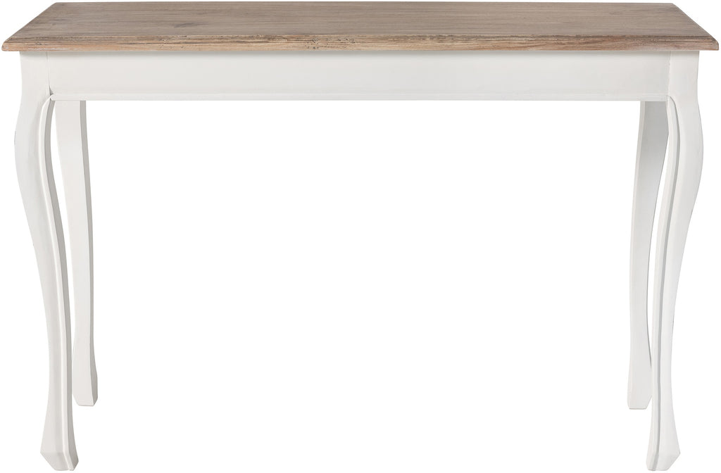 Smalle console tafel van gerecycled massief iepen hout - wit en bruin