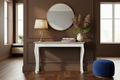 Smalle console tafel van gerecycled massief iepen hout - wit en bruin