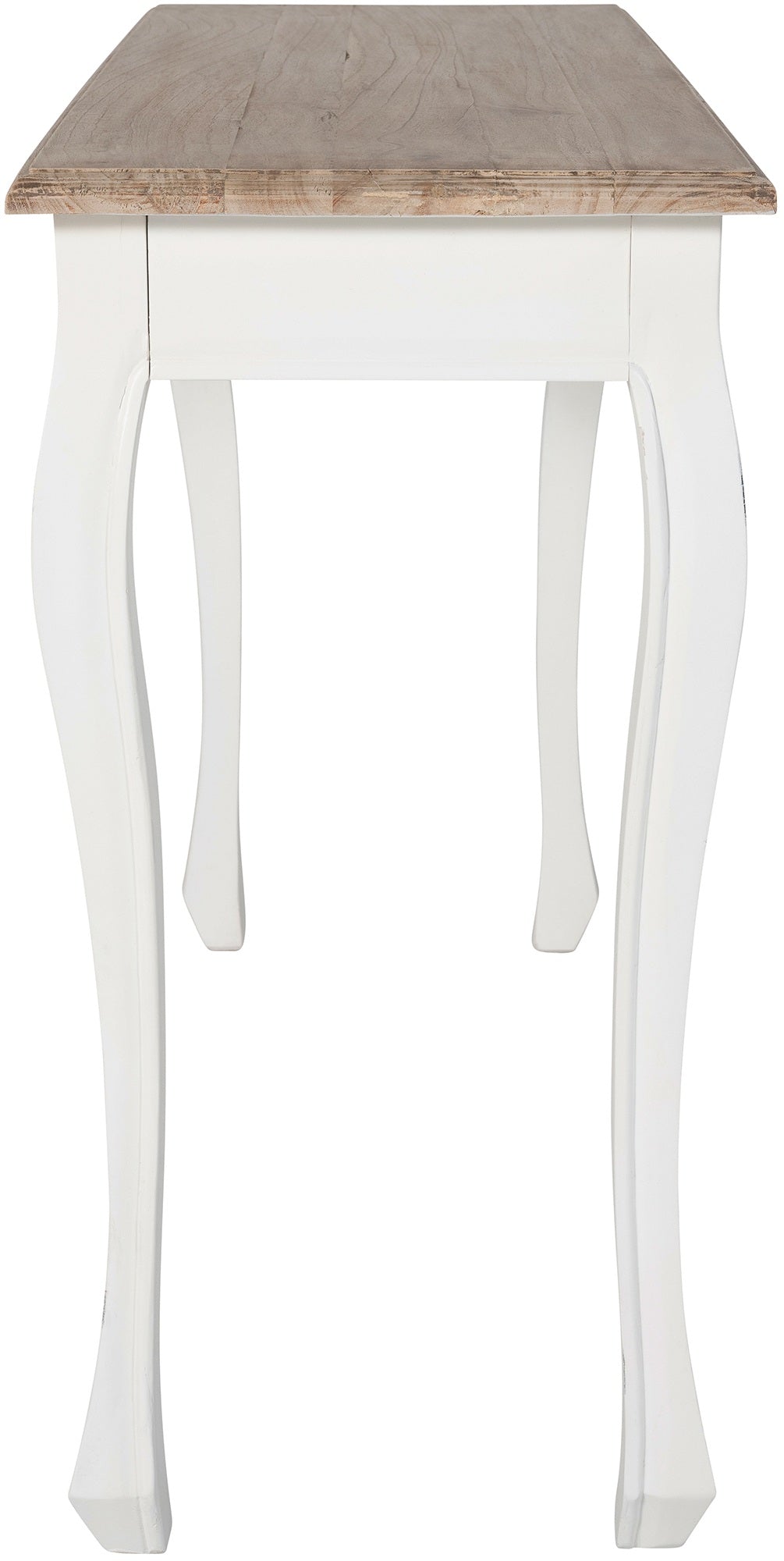 Smalle console tafel van gerecycled massief iepen hout - wit en bruin