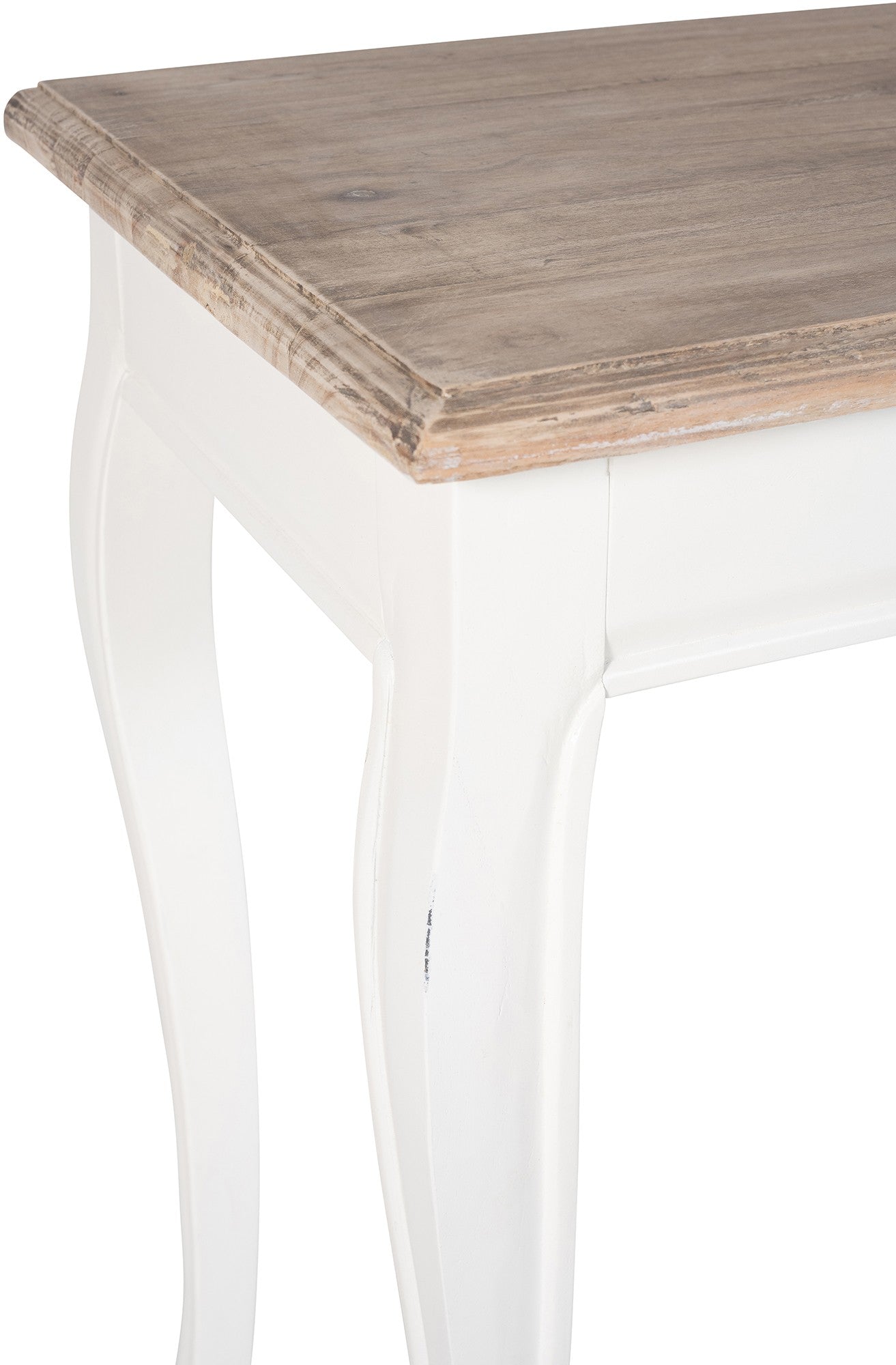 Smalle console tafel van gerecycled massief iepen hout - wit en bruin