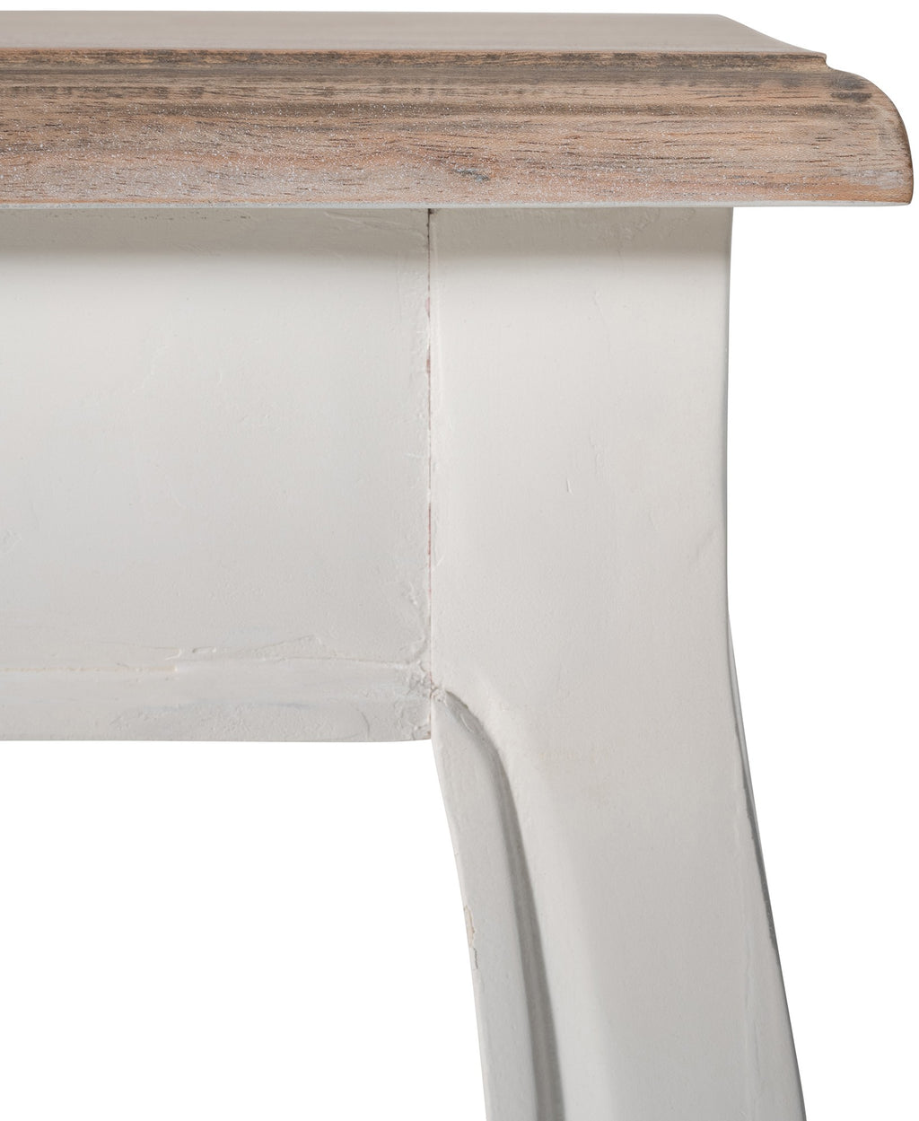 Smalle console tafel van gerecycled massief iepen hout - wit en bruin