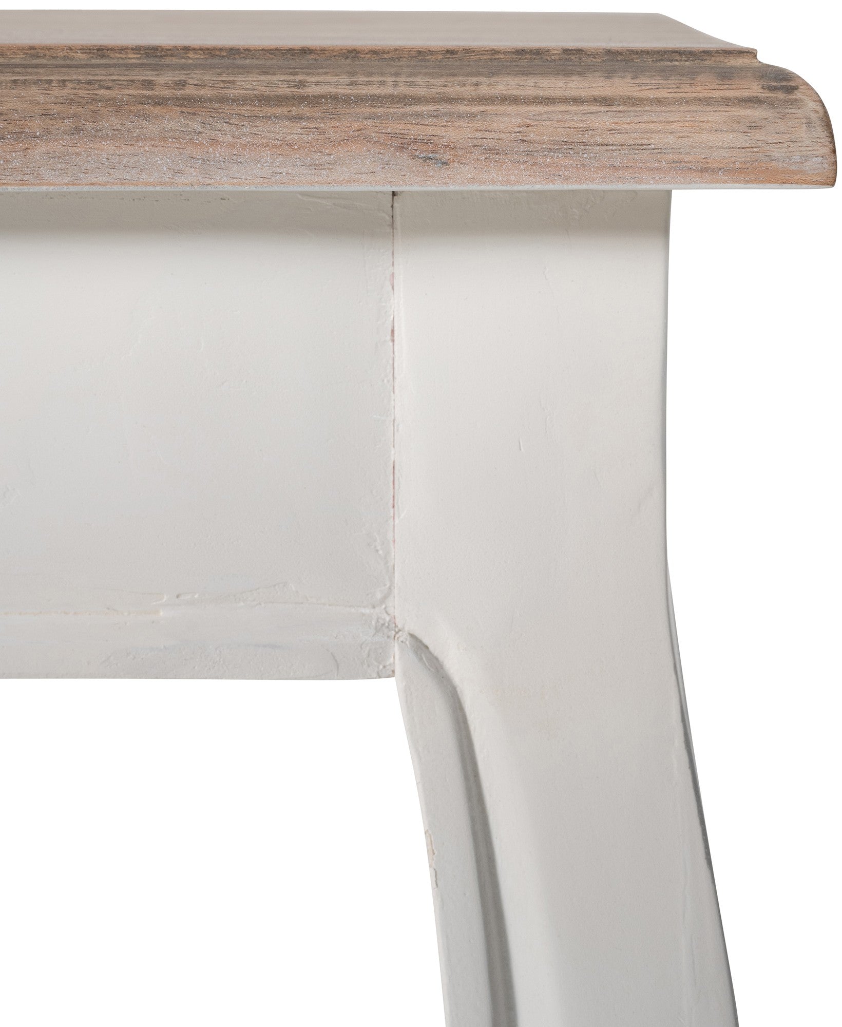 Smalle console tafel van gerecycled massief iepen hout - wit en bruin
