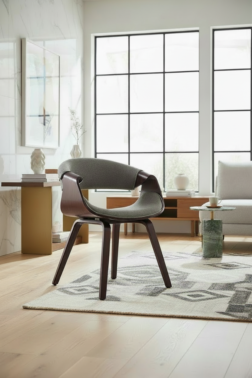 2 design stoelen set ergonomisch met armleuning van hout en stof - meerdere kleuren