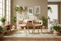 2 vintage stoelen set met armleuning van naturel hout en stof - meerdere kleuren