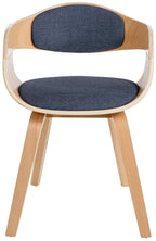 2 vintage stoelen set met armleuning van naturel hout en stof - meerdere kleuren
