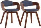 2 vintage stoelen set met armleuning van donker hout en stof - meerdere kleuren
