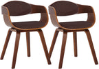 2 vintage stoelen set met armleuning van donker hout en stof - meerdere kleuren