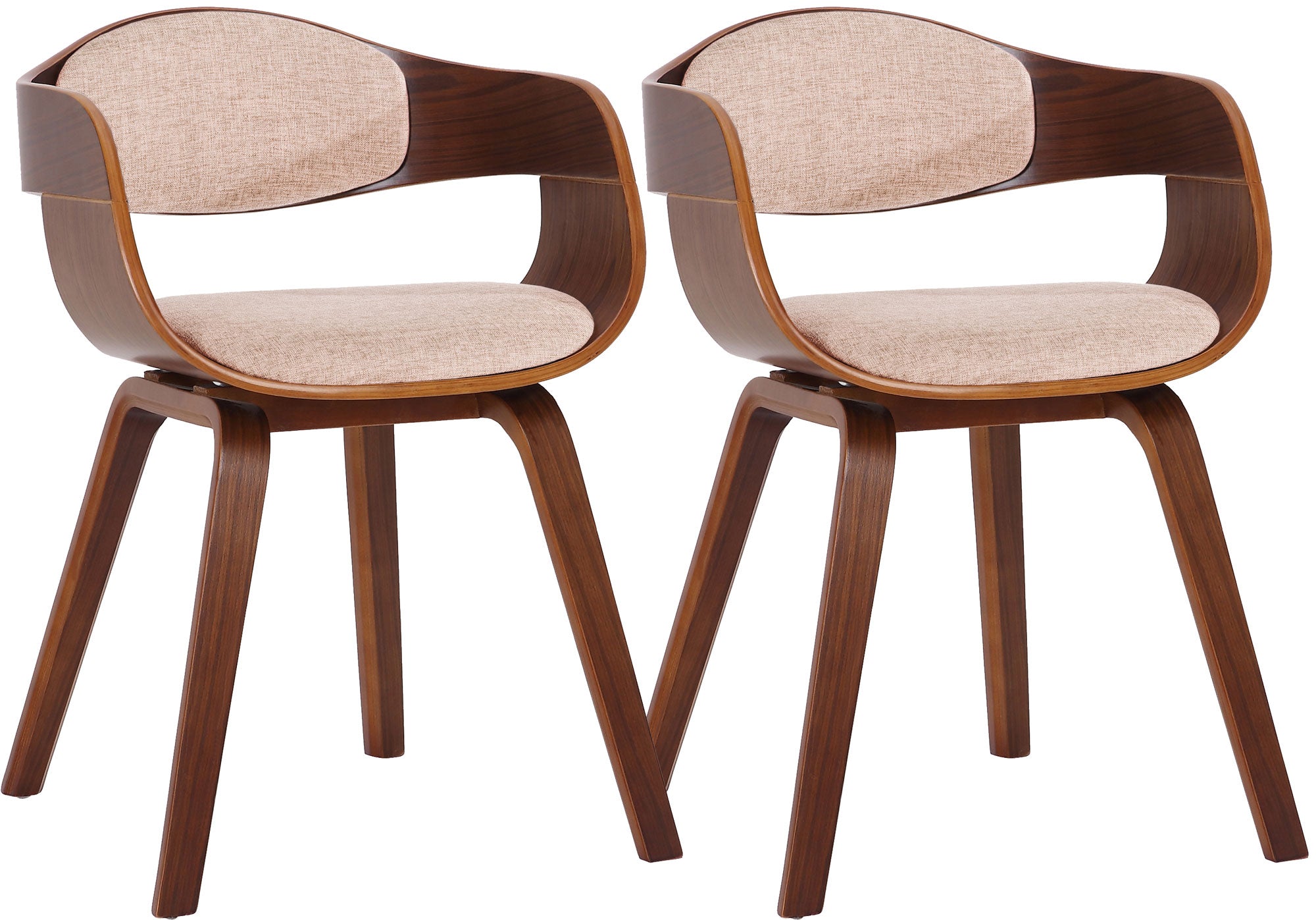 2 vintage stoelen set met armleuning van donker hout en stof - meerdere kleuren