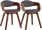 2 vintage stoelen set met armleuning van donker hout en stof - meerdere kleuren