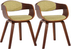 2 vintage stoelen set met armleuning van donker hout en stof - meerdere kleuren