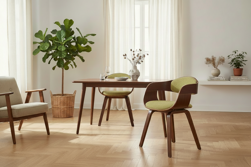 2 vintage stoelen set met armleuning van donker hout en stof - meerdere kleuren