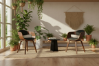 2 vintage stoelen set met armleuning van donker hout en stof - meerdere kleuren