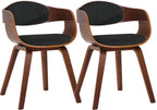 2 vintage stoelen set met armleuning van donker hout en stof - meerdere kleuren
