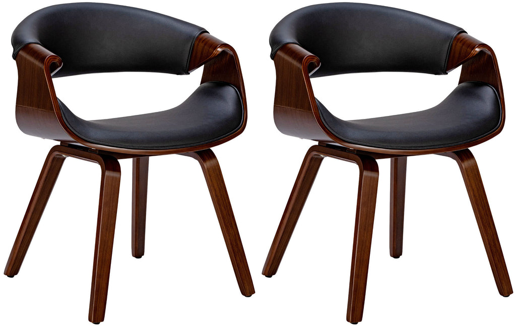 2 design stoelen set ergonomisch met armleuning van hout en kunstleer - meerdere kleuren