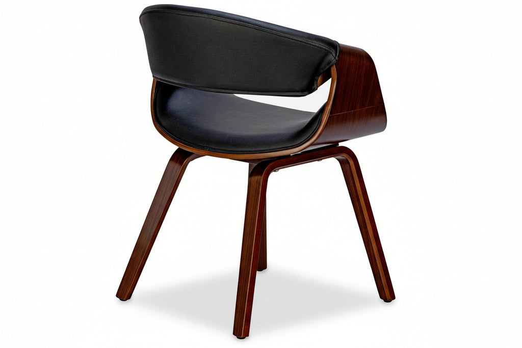 Design stoel ergonomisch met armleuning van hout en kunstleer - meerdere kleuren