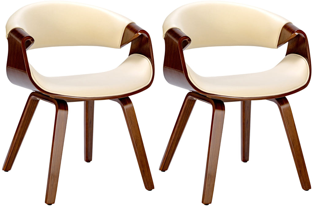 2 design stoelen set ergonomisch met armleuning van hout en kunstleer - meerdere kleuren