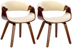 2 design stoelen set ergonomisch met armleuning van hout en kunstleer - meerdere kleuren