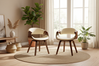 2 design stoelen set ergonomisch met armleuning van hout en kunstleer - meerdere kleuren