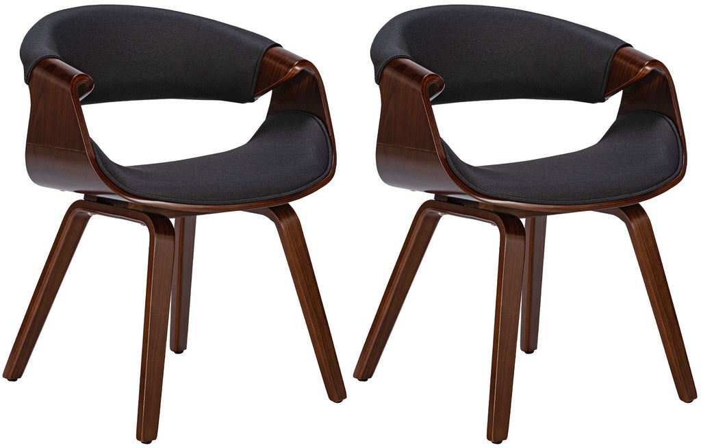 2 design stoelen set ergonomisch met armleuning van hout en stof - meerdere kleuren