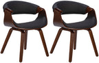2 design stoelen set ergonomisch met armleuning van hout en stof - meerdere kleuren