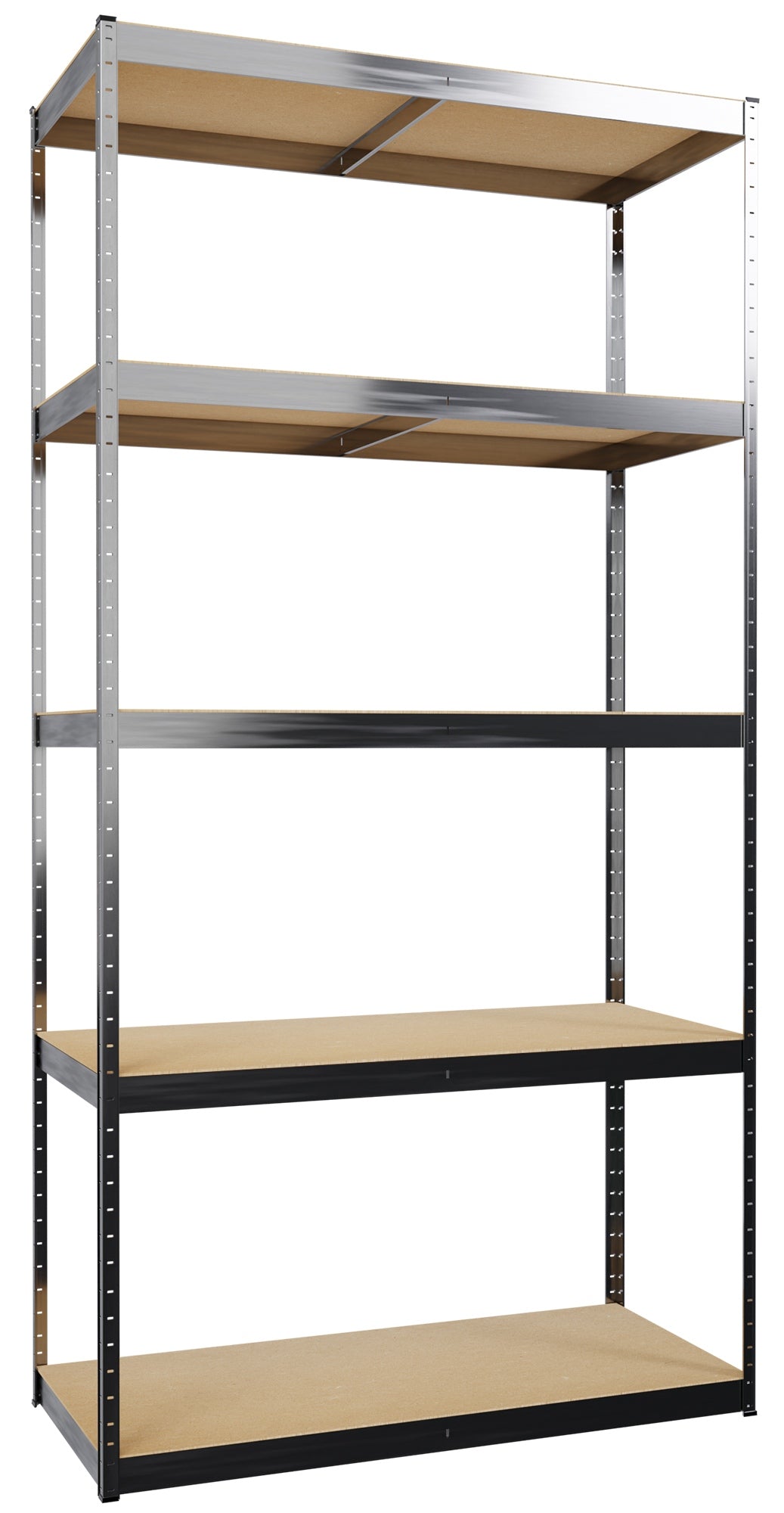 Set van 2 stelling kasten metaal en hout - zilver