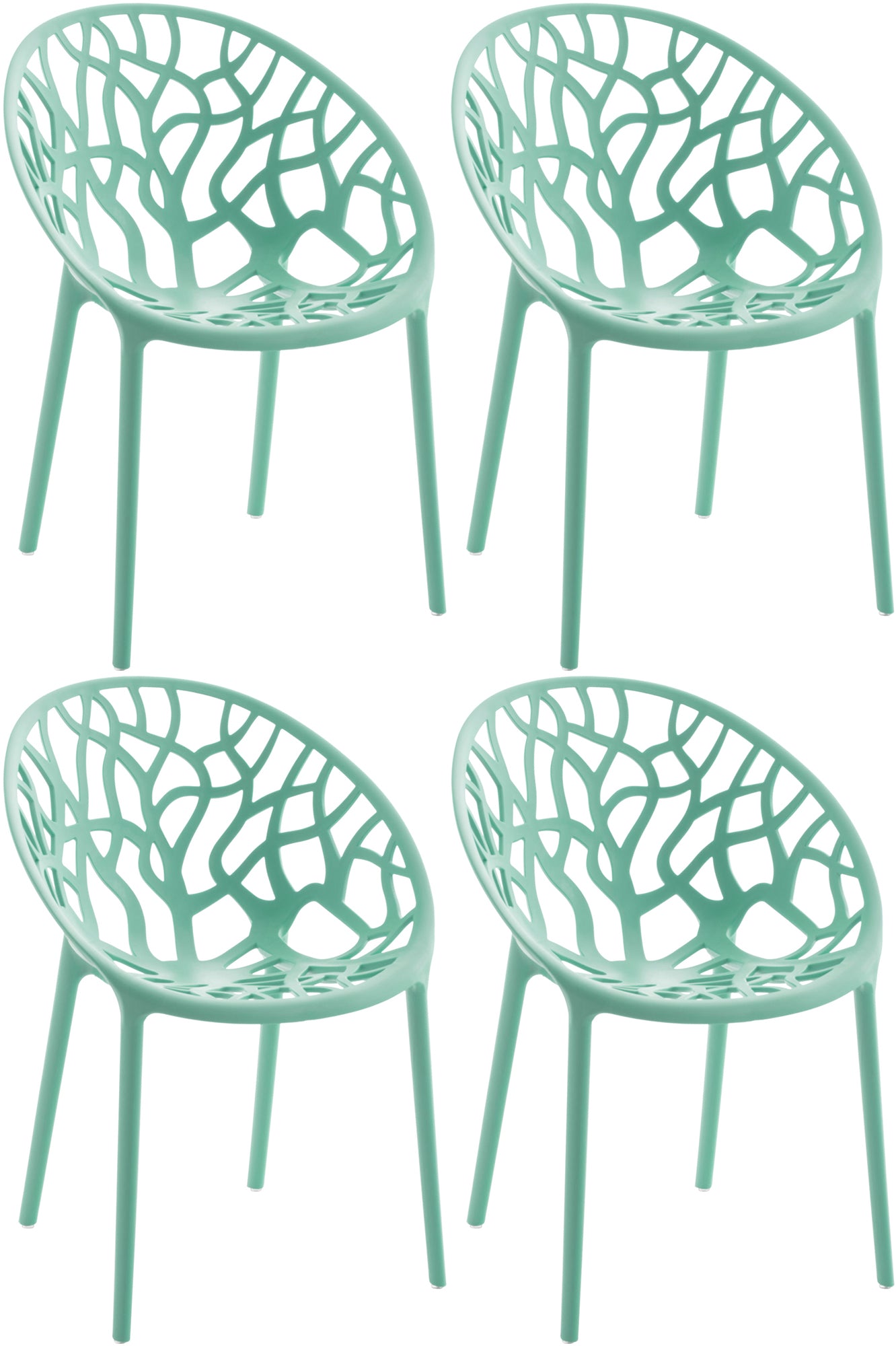 Set van 4 design tuinstoelen van gerecycled kunststof - meerdere kleuren