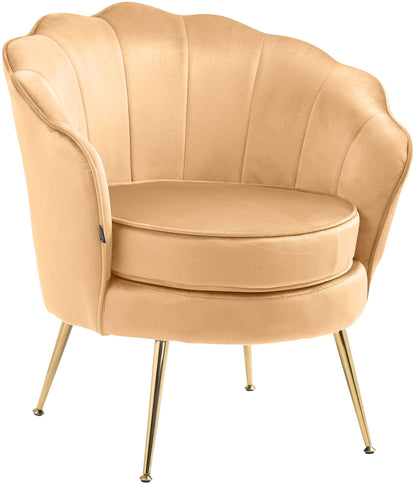 Retro fauteuil lounge schelp stoel fluweel met gouden poten - meerdere kleuren