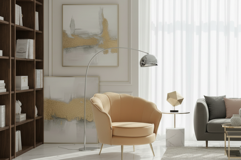 Retro fauteuil lounge schelp stoel fluweel met gouden poten - meerdere kleuren