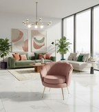 Retro fauteuil lounge schelp stoel fluweel met gouden poten - meerdere kleuren
