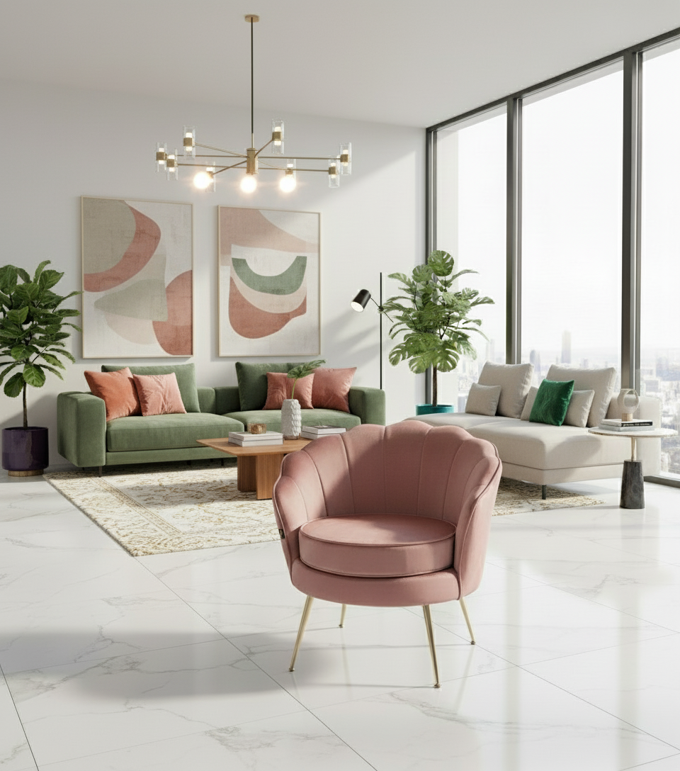 Retro fauteuil lounge schelp stoel fluweel met gouden poten - meerdere kleuren