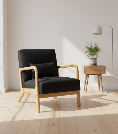 Design vintage fauteuil lounge stoel met houten armleuningen - meerdere kleuren