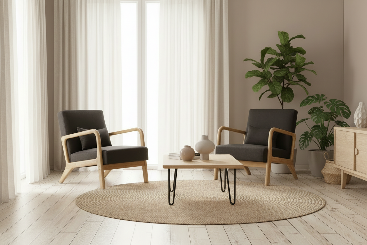 Design vintage fauteuil lounge stoel met armleuningen van rubber hout - meerdere kleuren