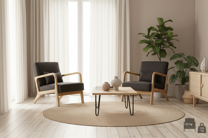 Design vintage fauteuil lounge stoel met houten armleuningen - meerdere kleuren