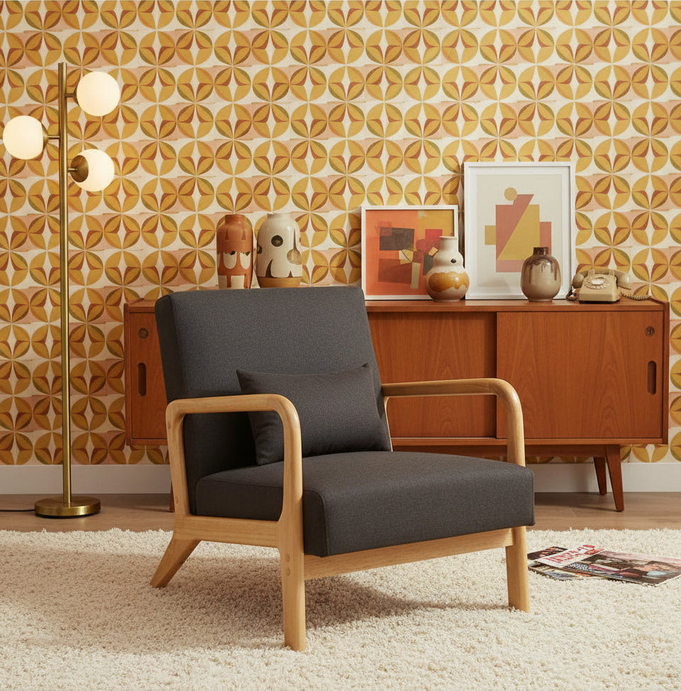 Design vintage fauteuil lounge stoel met armleuningen van rubber hout - meerdere kleuren