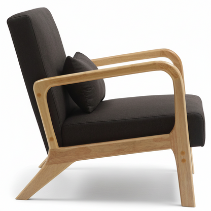 Design vintage fauteuil lounge stoel met houten armleuningen - meerdere kleuren