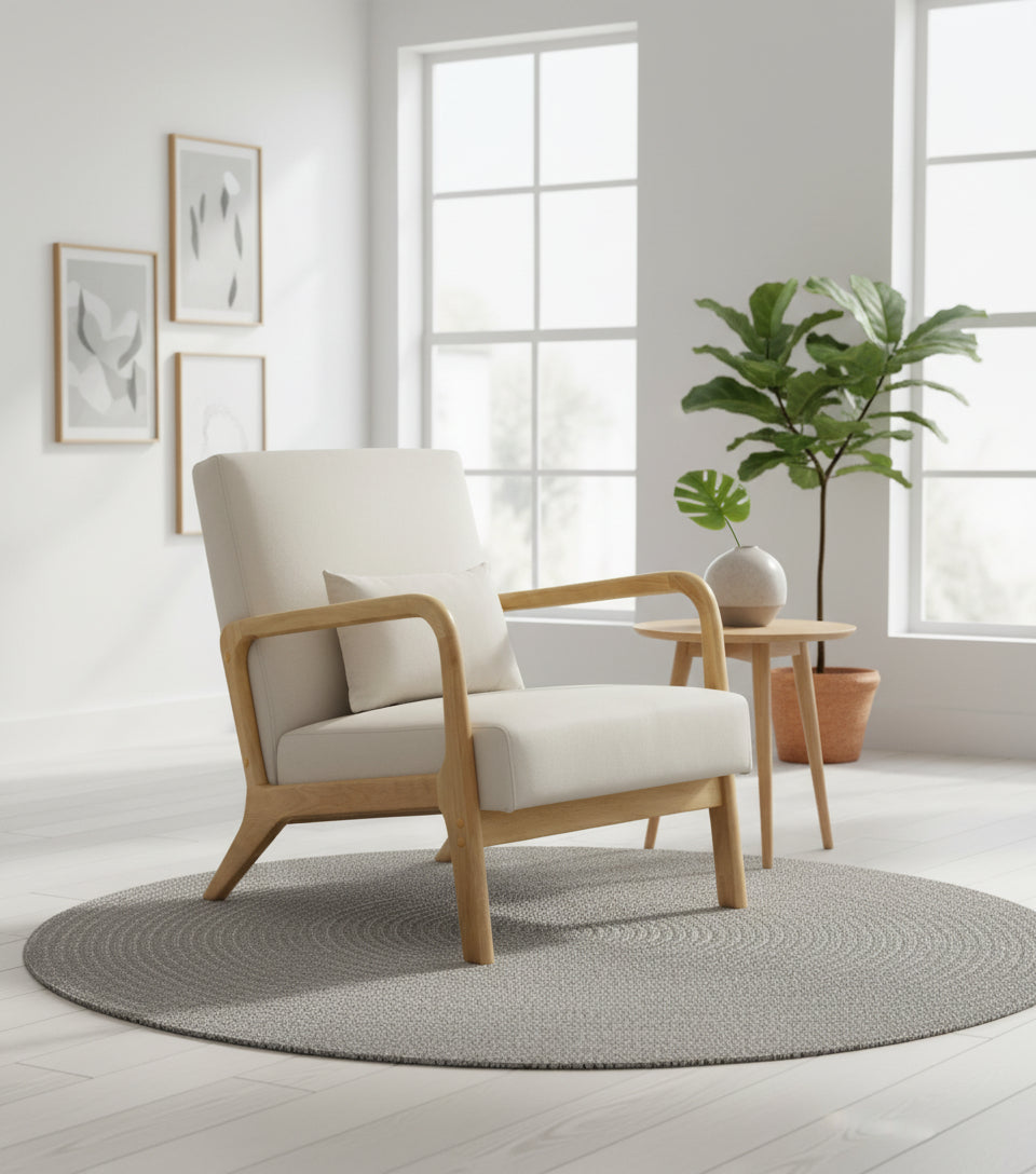 Design vintage fauteuil lounge stoel met houten armleuningen - meerdere kleuren