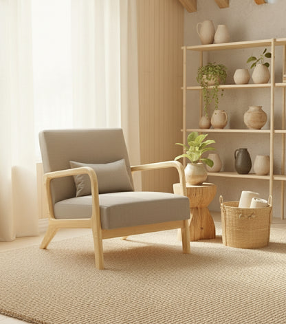 Design vintage fauteuil lounge stoel met houten armleuningen - meerdere kleuren