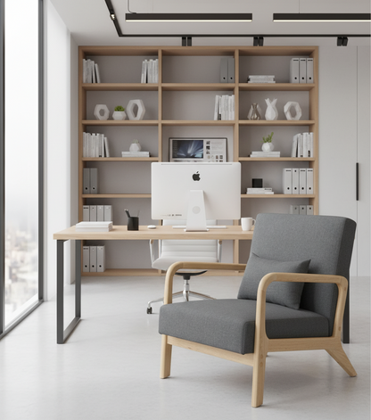 Design vintage fauteuil lounge stoel met houten armleuningen - meerdere kleuren