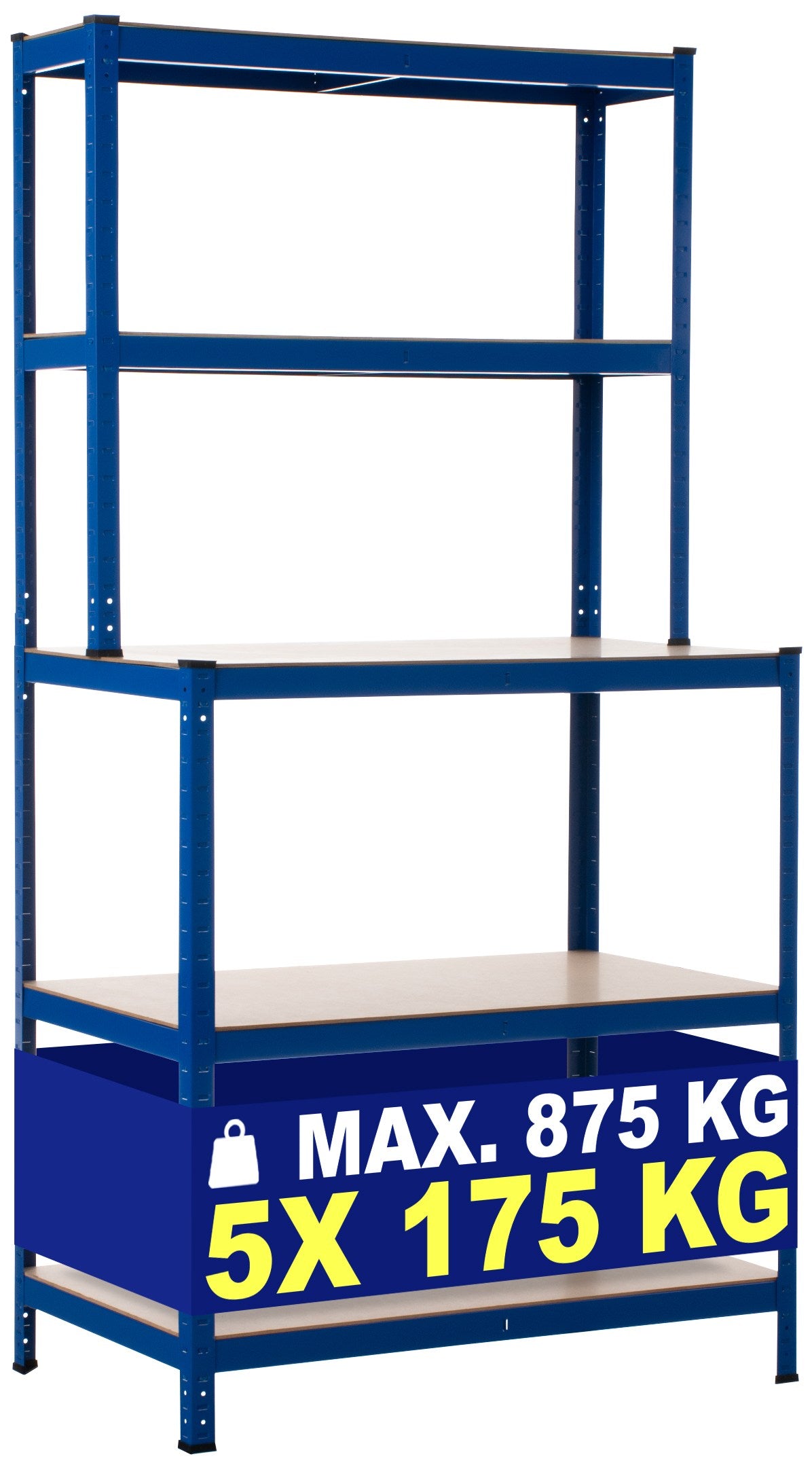 Stellingkast met werkbank metaal - blauw of zwart