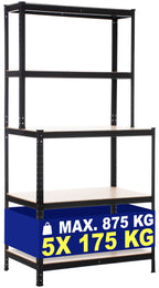 Stellingkast met werkbank metaal - blauw of zwart