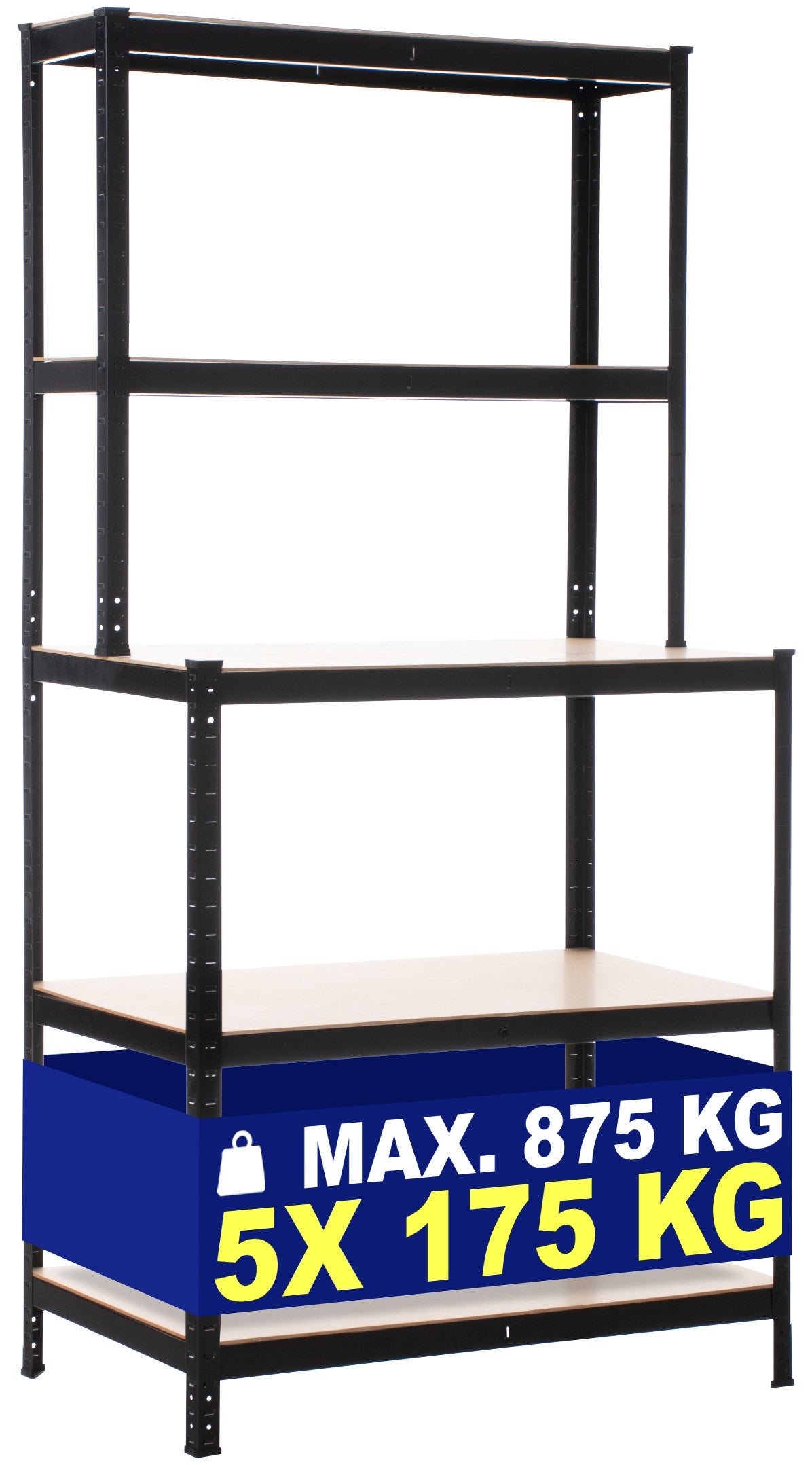 Stellingkast met werkbank metaal - blauw of zwart