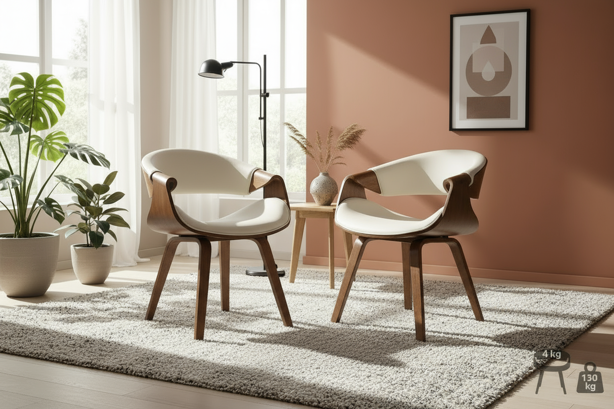 Design stoel ergonomisch met armleuning hout - meerdere kleuren