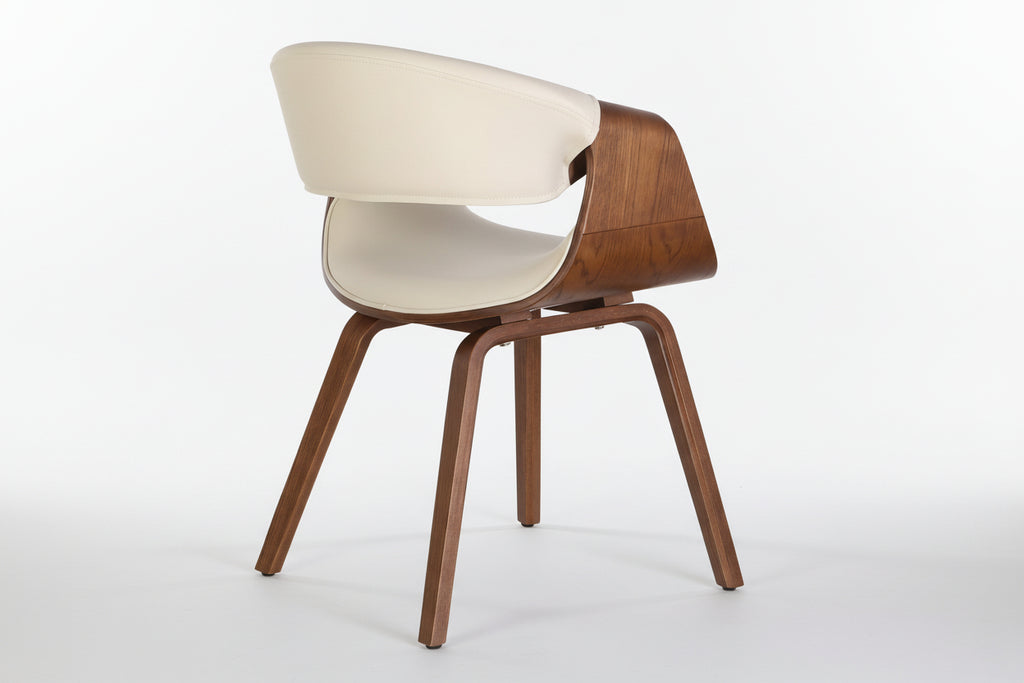 Design stoel ergonomisch met armleuning van hout en kunstleer - meerdere kleuren