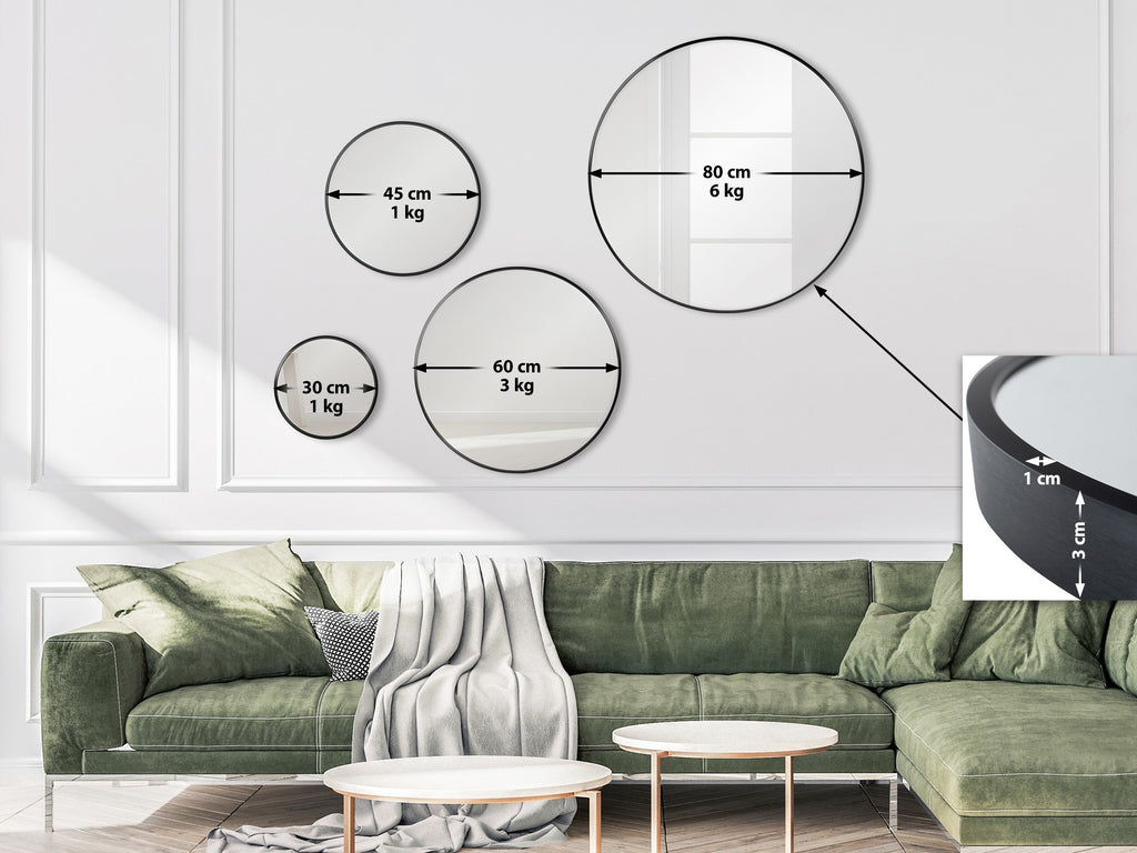 Wandspiegel modern rond - meerdere kleuren en maten