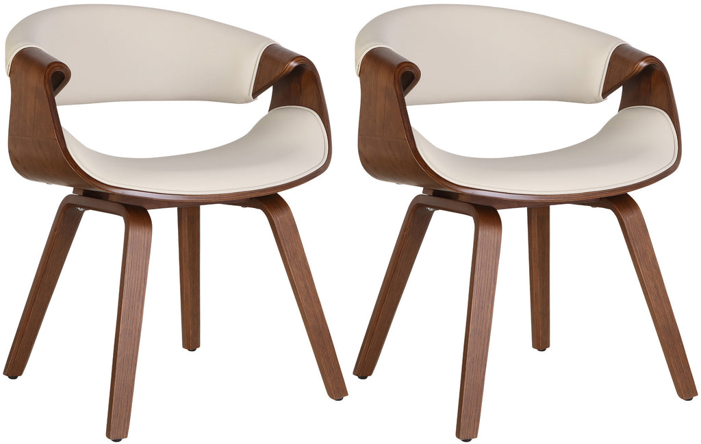 2 design stoelen set ergonomisch met armleuning van hout en kunstleer - meerdere kleuren
