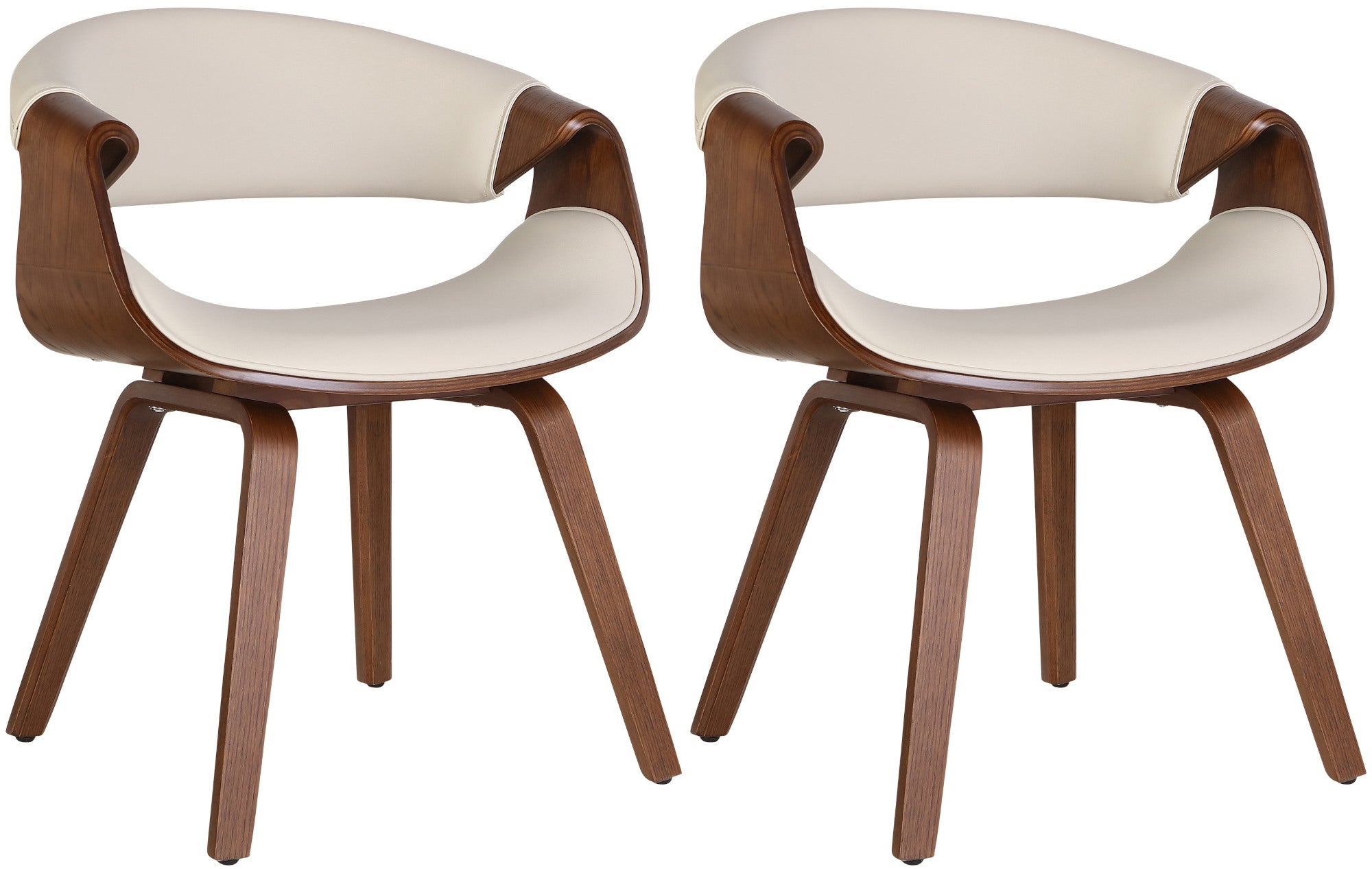 2 design stoelen set ergonomisch met armleuning van hout en kunstleer - meerdere kleuren