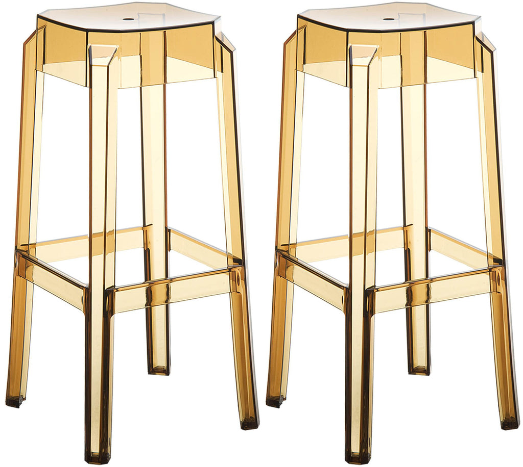 2 design barkrukken set van transparant kunststof - meerdere kleuren