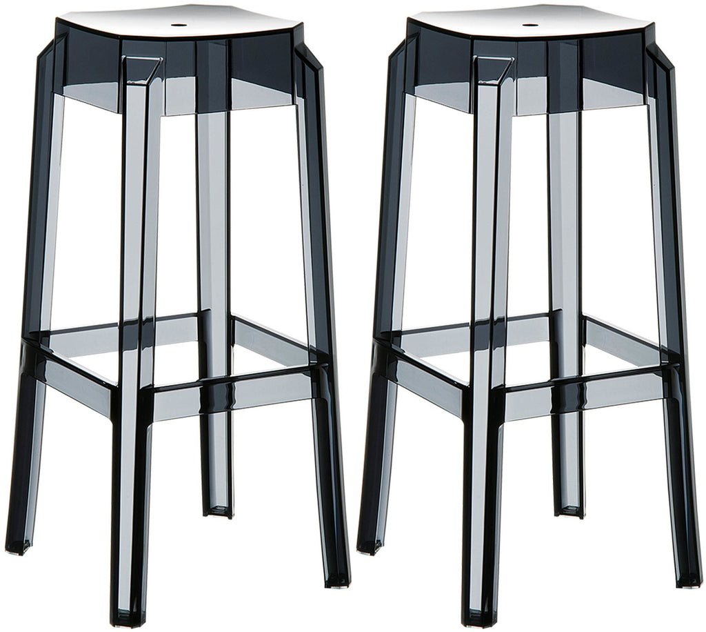 2 design barkrukken set van transparant kunststof - meerdere kleuren