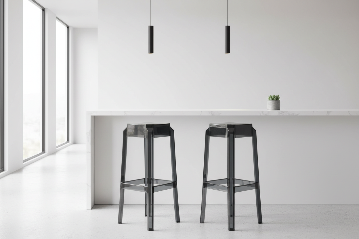 2 design barkrukken set van transparant kunststof - meerdere kleuren