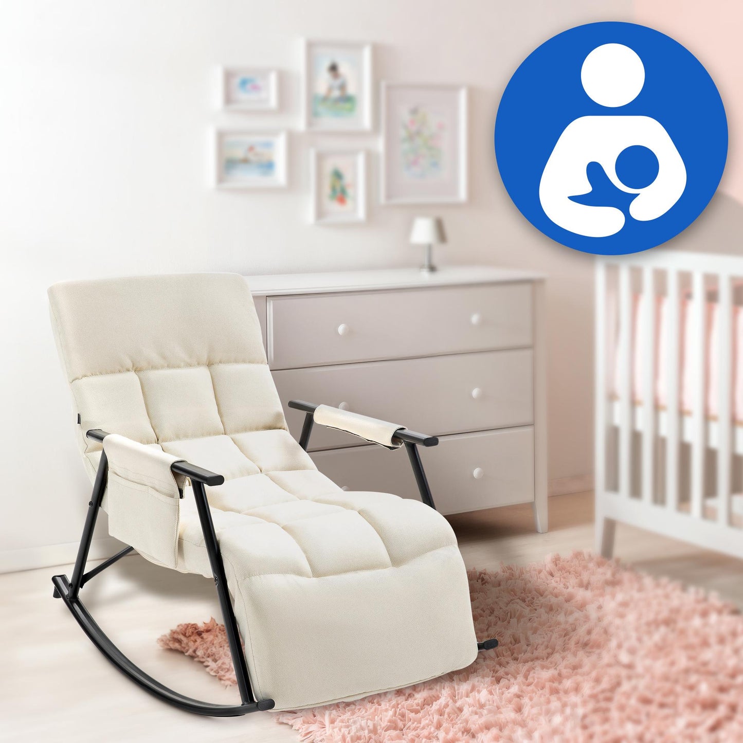 Schommelstoel met verstelbare rugleuning - meerdere kleuren